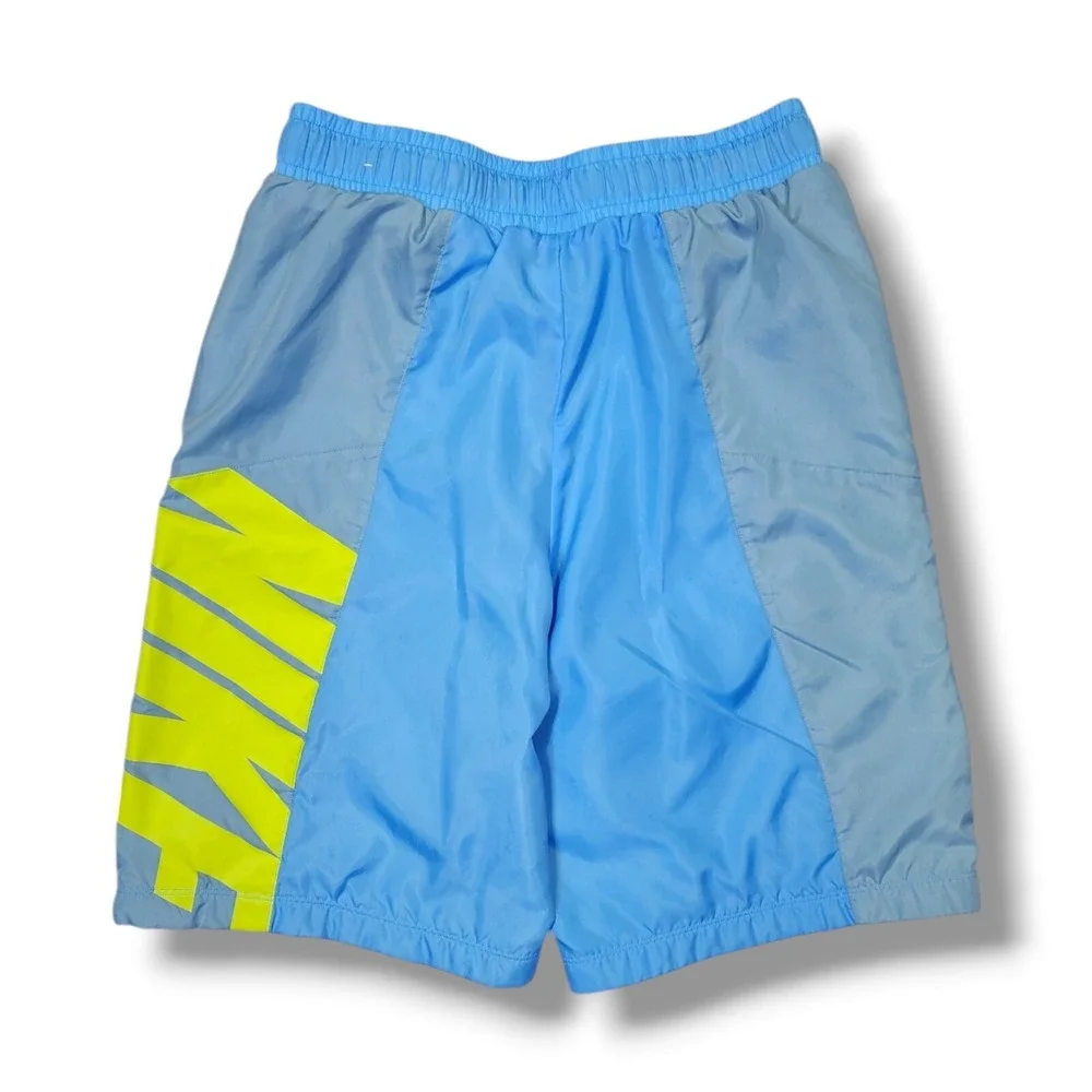 Nike Athletic Sportswear 2 Tone Light Blue Neon Yellow Logo Youth‎ Size L 27-28